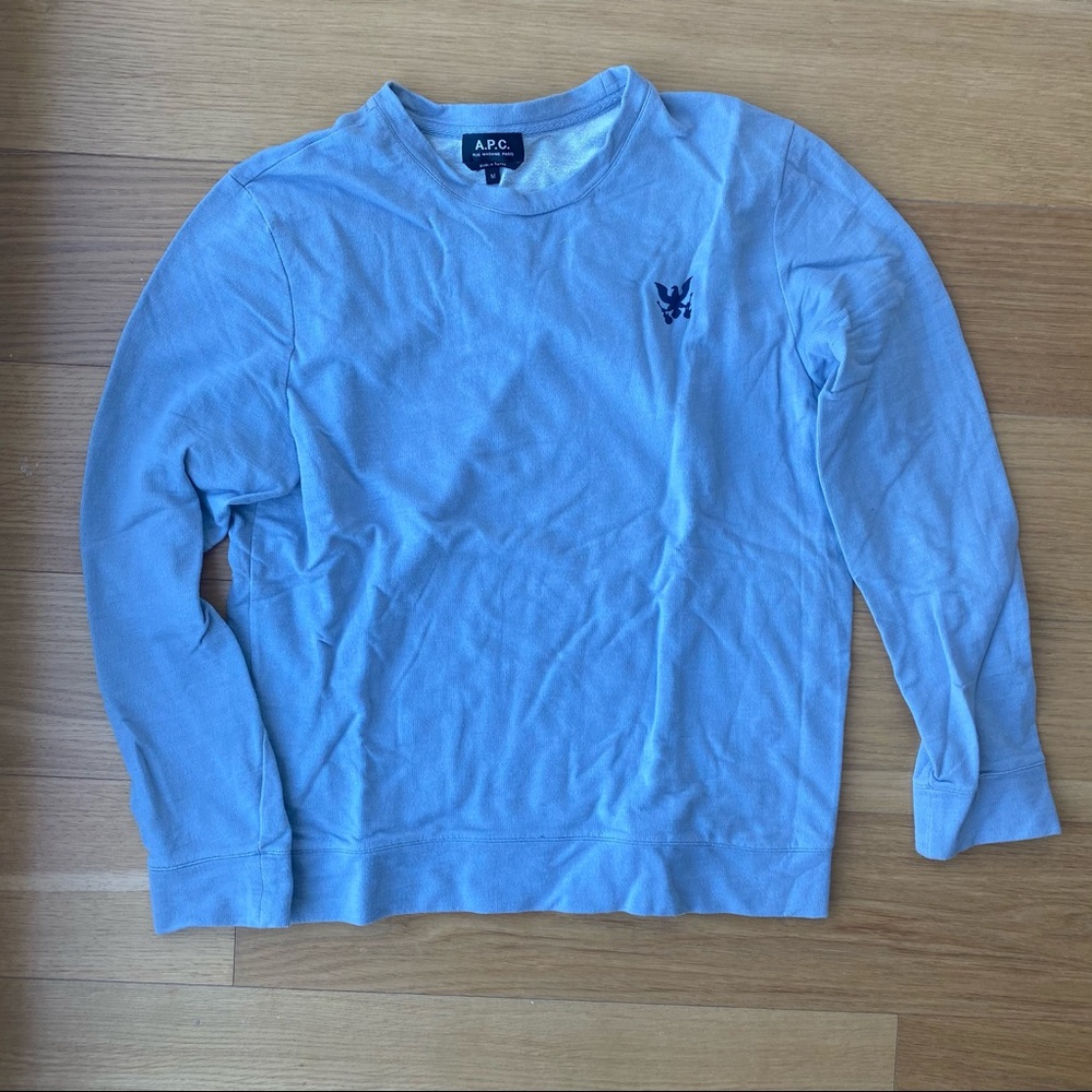A.P.C Logo Sweater in a light blue/grey color